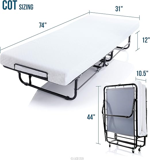 lucid rollaway memory foam bed