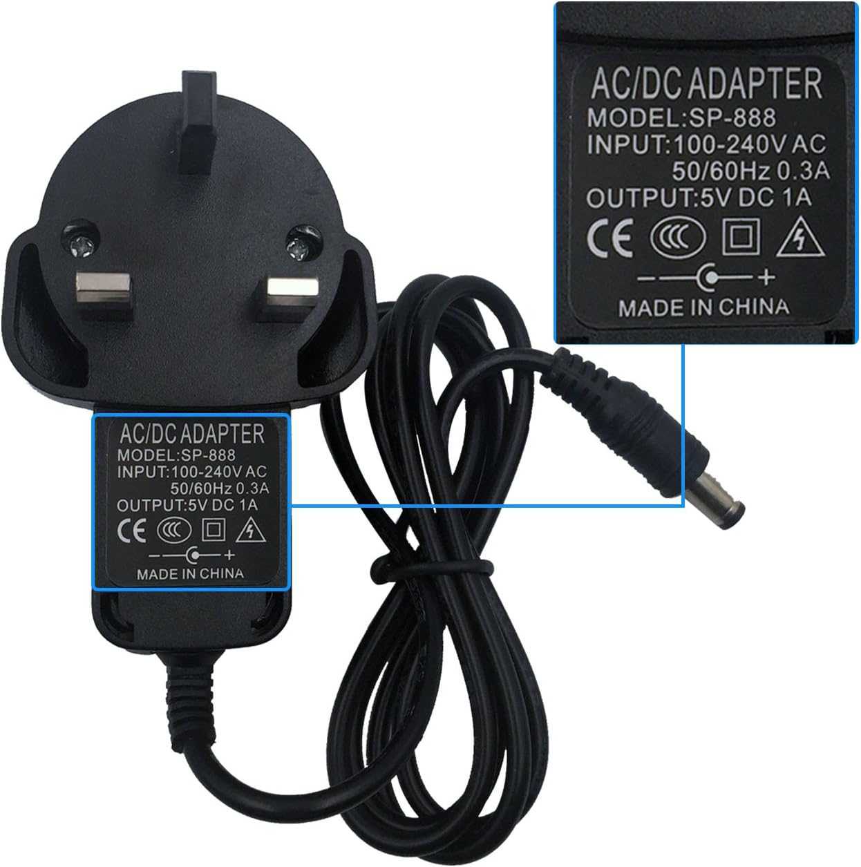 TPEKKA AC 100-240V To DC 5V1A 1000mA Power Supply Converter Adaptor 5.5-2.1mm Wallmount Adapter LED Adapter: Camera, Monitor, LCD (UK Style) (5V1A-UK)