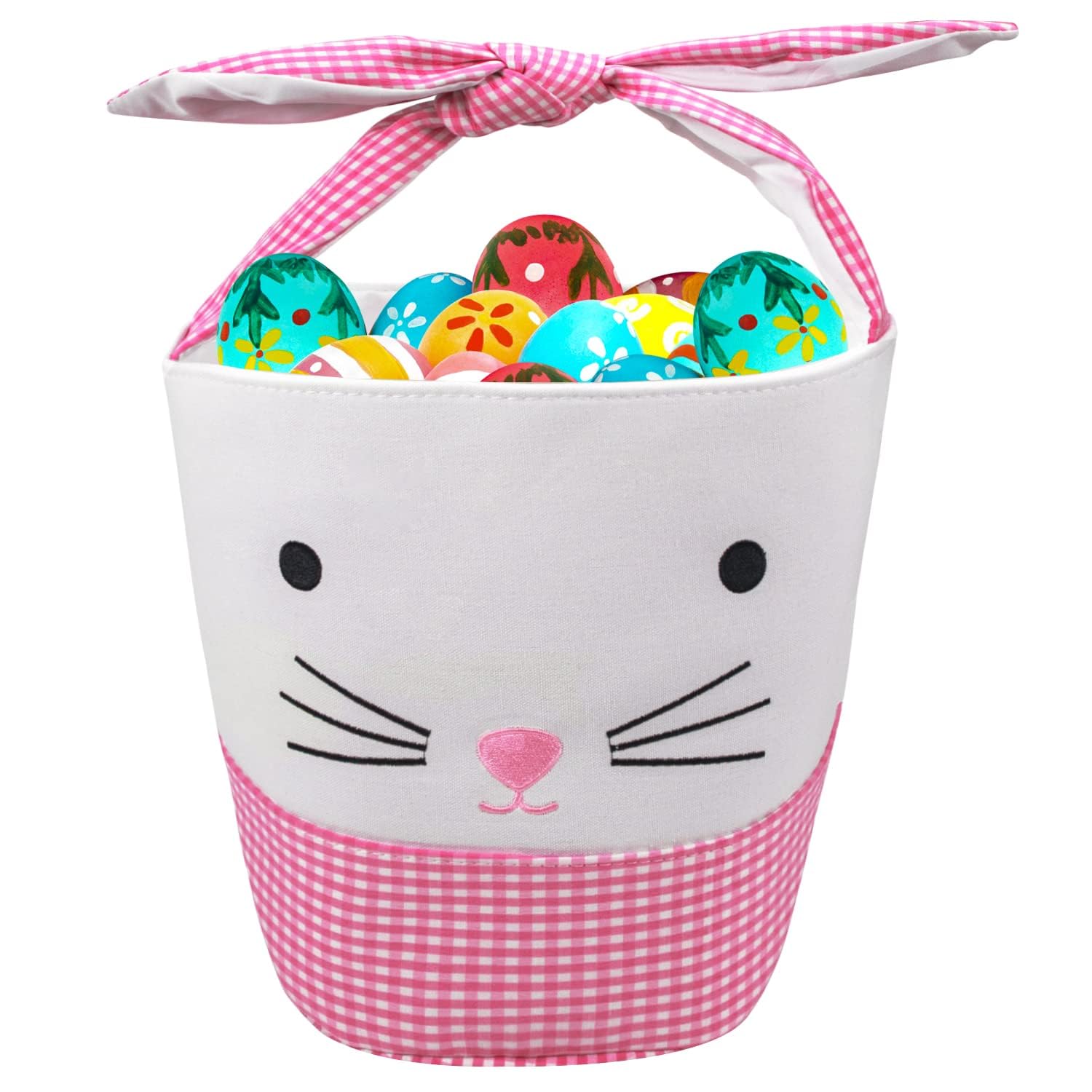 Leesgel Easter Baskets for Kids, Easter Bags Baskets Empty Boxes for Easter Egg Hunt Games, Easter Decorations Egg Basket Bucket for Easter Crafts Party Favours - Pink