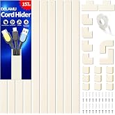 Cord Cover Wall, 157in Delamu Cord Hider Wall Mounted TV, Wire Covers for Cords Cable Management, Cable Raceway Cable Hider Concealer, Cable Cover Wire Hider to Hide Cords, 10XL15.7W0.95H0.55in Beige