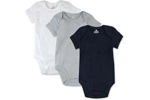 HonestBaby unisex-baby 3-pack Short Sleeve Bodysuits One-piece 100% Organic Cotton for Infant Baby Boys, Girls, Unisex