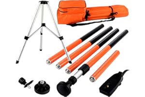 KEZERS Laser Level Pole with Tripod,12Ft./3.7M Telescoping Pole for Laser Levels,1/4”-20 Laser Mount for Rotary and Line Laser Level,Adjustable Pole and Tripod with 5/8”-11 Threaded Adapter-FLP370B