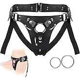 Strap On Dildo Adjustable Harness, Strapon Pegging Dildo with 2 Size Metal O-Rings, Wearable Strapless Pegging Harness, Adjus