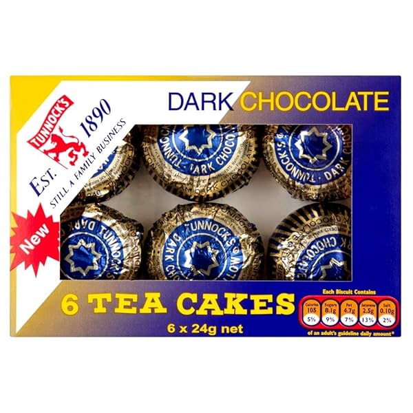 TUNNOCK’S TEA CAKES DARK CHOCOLATE 6 PACK – 24G (PACK OF 1)