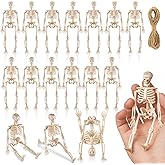 MUXIUNT 16 Pcs Halloween Mini Skeleton Figurine Decoration,6”Halloween posable Skeleton Decor,Small Plastic Skeleton Figure for Spooky Home Decor Haunted House Decorations Party Favors