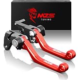 MZS Dirt Bike Brake Clutch Levers for CRF125F CRF125FB CRF 125F 2014-2026 | Motorcycle Adjustable Pivot Lever Set, Red Anodized CNC Foldable Handle Kit , Anti-Slip Stripes