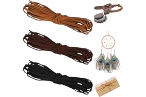 simarro Leather Cord, 2.6 mm Suede Cord Flat Faux Thread Leather Cord Leather Strips for DIY Handmade Crafts Bracelet Necklace Beading Jewelry (10m 3 Rolls)