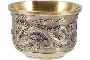 Luxshiny Bronze Dragon and Phoenix Cup Vintage Chinese Teacup for Home Office Parties - Elegant Retro Design Perfect for Tea 