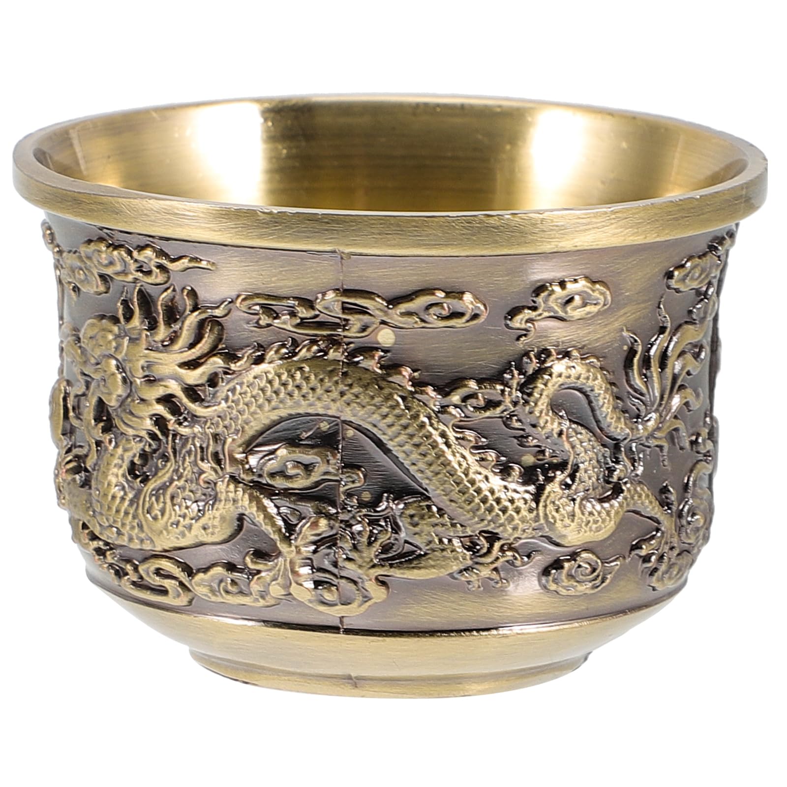Luxshiny Bronze Dragon and - Chinese Style Retro Teacup 2Oz Zinc Alloy Tea Mug for Gongfu Tea Home and Office Use Small Portable Decorative Cup