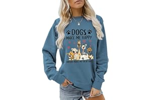 ATETYRP Dogs Make Me Happy Humans Make My Head Hurt Sweatshirt, Dog Mom Sweater Women Crewneck Pullover Dog Lover Shirt Gifts