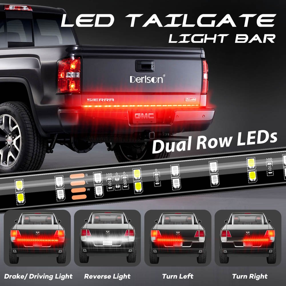 LED Truck Tail Light, 60inch 2Row LED Truck Tailgate Light Bar Strip