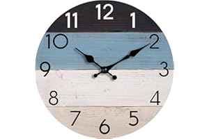 KECYET Wall Clock Silent Non-Ticking Beach Style Clocks Battery Operated Country Retro Rustic and Decorative for Living Room, Kitchen, Pool, Home,Bathroom, Bedroom (10 Inch)