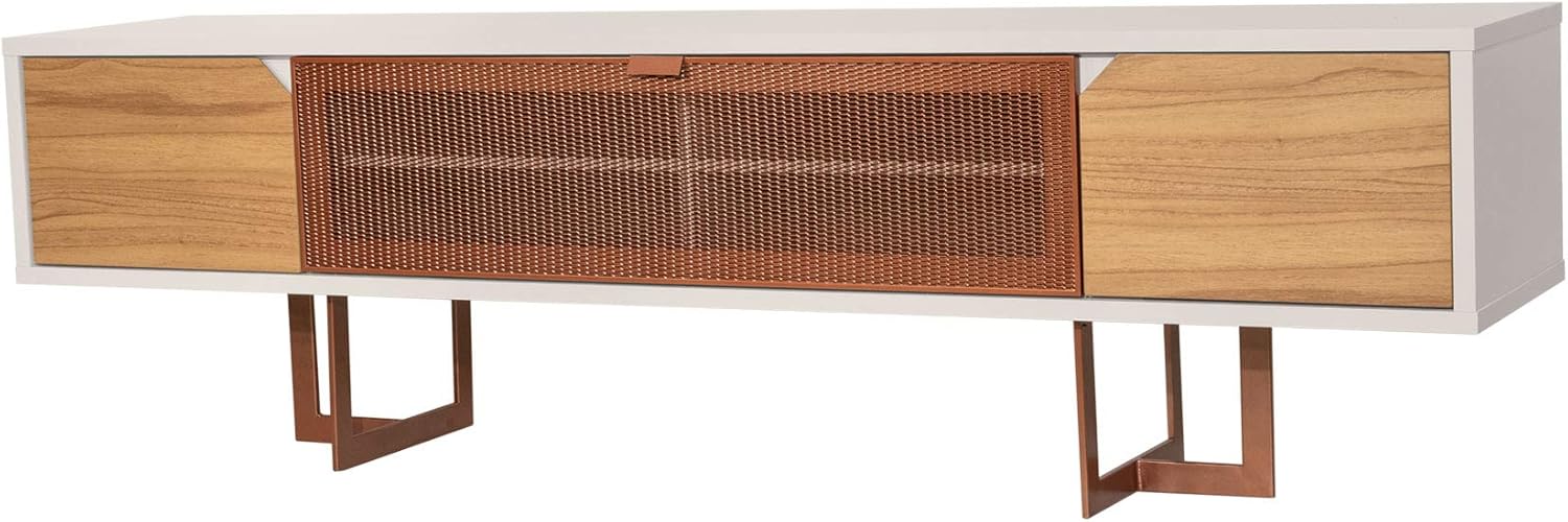 Manhattan Comfort Knickerbocker Contemporary Modern Six Shelves Free Television Stand, 81.1", Cinnamon/Off White: Furniture & Decor