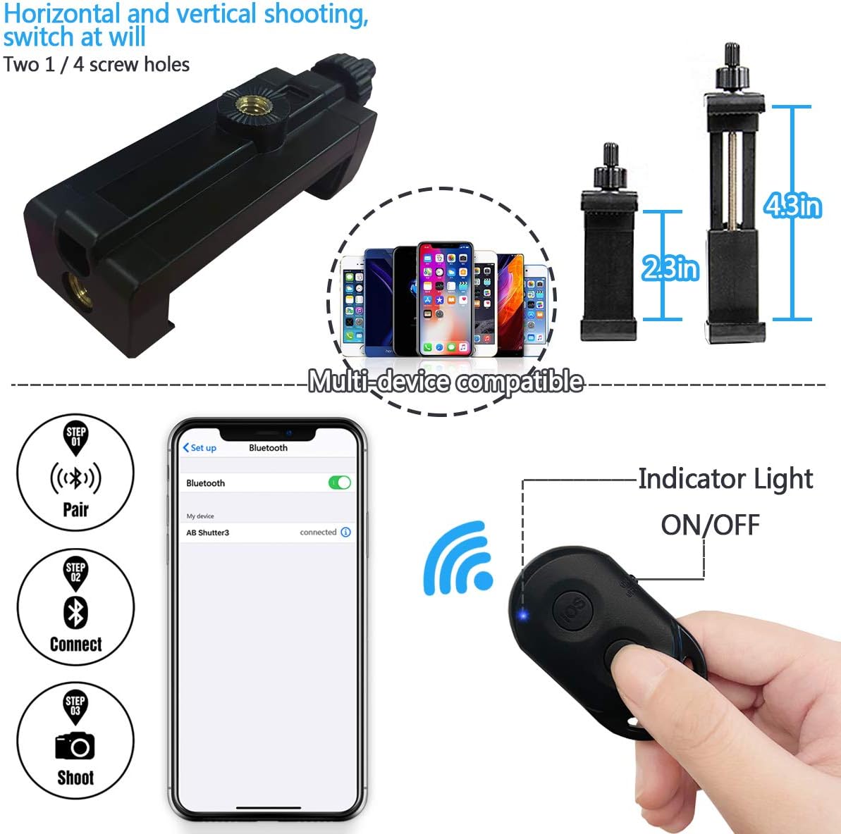 Phone Tripod, 51’’ Extendable Lightweight Aluminum Phone Tripod Stand with Cell Phone Mount Holder & Bluetooth Remote, Tripod for iPhone/Android/Smartphone & Camera (Black): Camera & Photo