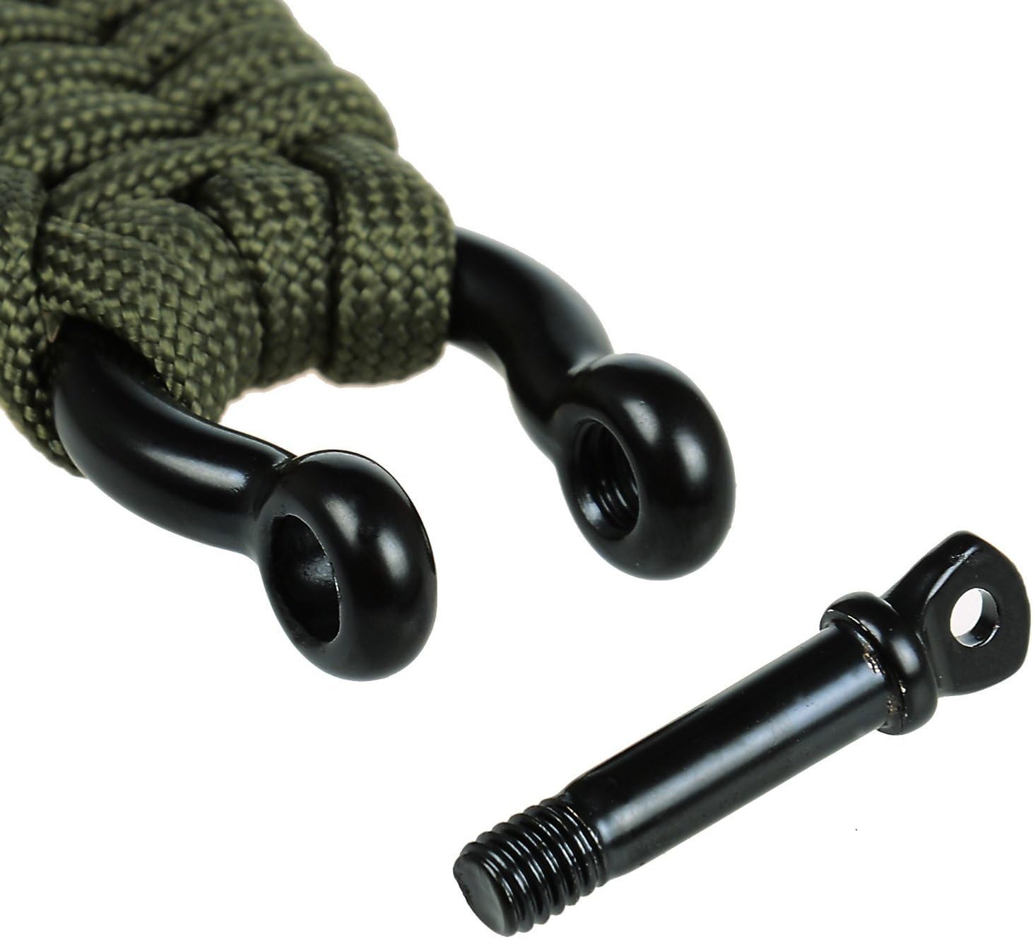 The Friendly Swede Trilobite Extra Beefy 550 lb Paracord Survival Bracelet with Stainless Steel Black Bow Shackle, Available in 3 Adjustable Sizes : Sports & Outdoors