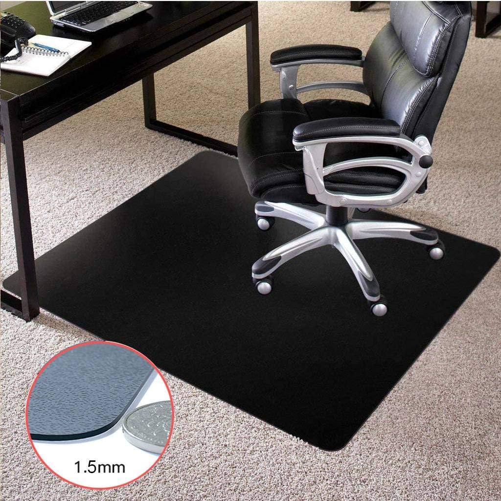 Clear Chair Mat for Hardwood Floor, PVC Mat Soft Glass No Wash Odorless Tablecloth Floor Protector for Carpet Office Chair Dining Table-黑色1.5mm-70x140cm(28x55inch)