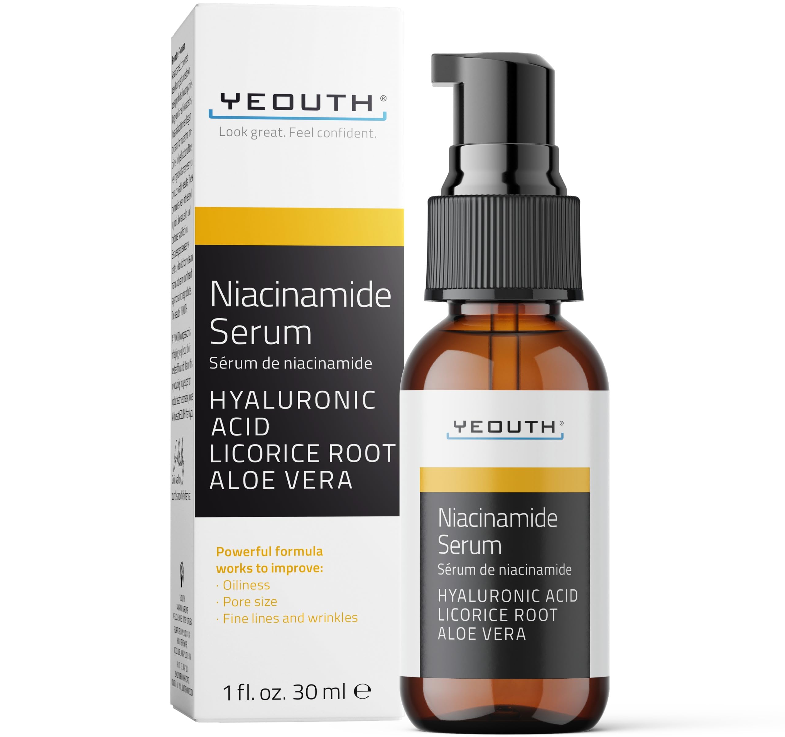 YEOUTH Niacinamide Serum for Face 10% with Hyaluronic Acid and Aloe Vera, Hydrating B3 Face Serum for Women and Men, Enhances the Look of Even-Toned Skin 30ml