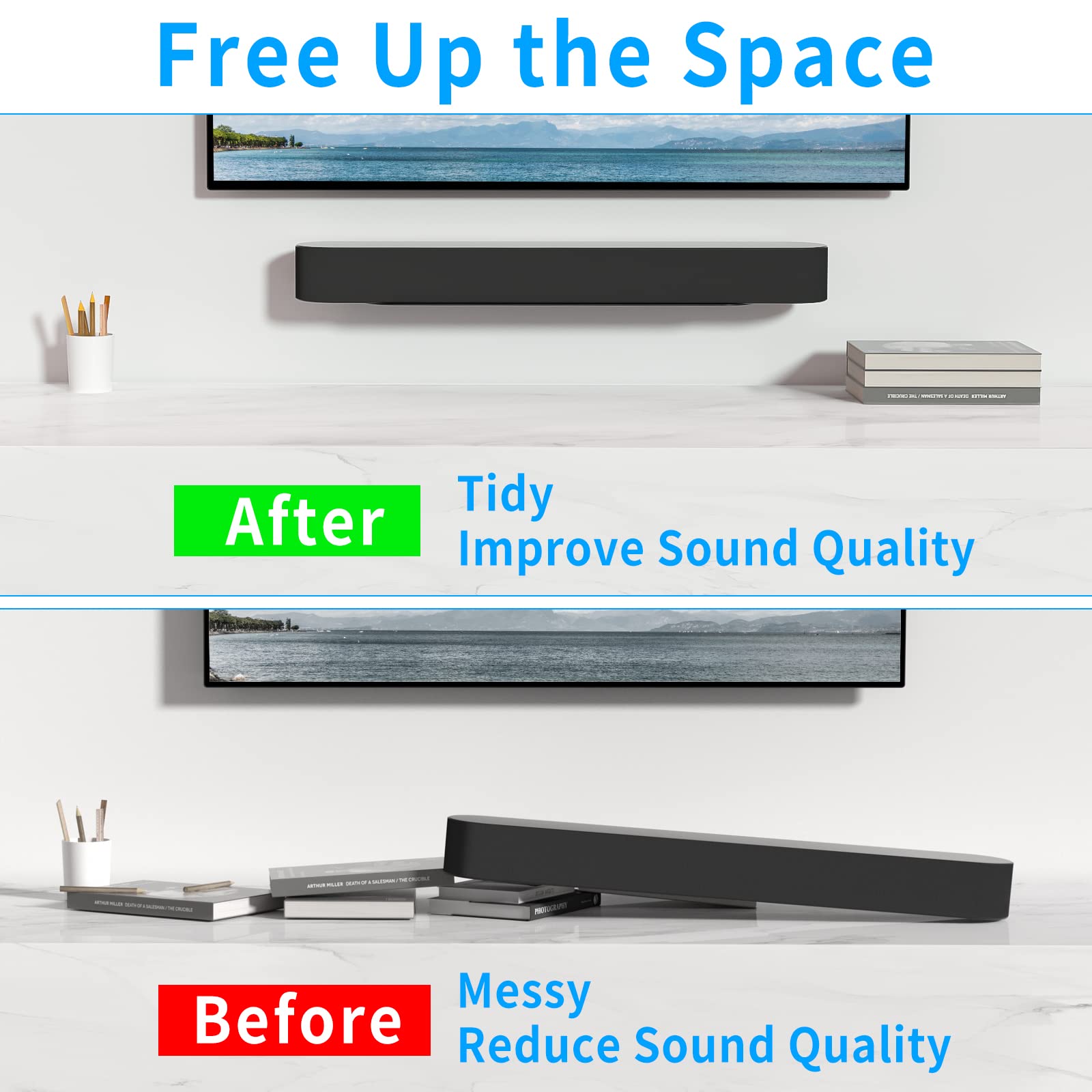 notiela Soundbar Mount for Sonos Beam Wall Mount Black - Heavy Duty Wall Bracket Mount for Sonos Beam Gen 1 & Gen 2 Mounting Bracket for Space Saving