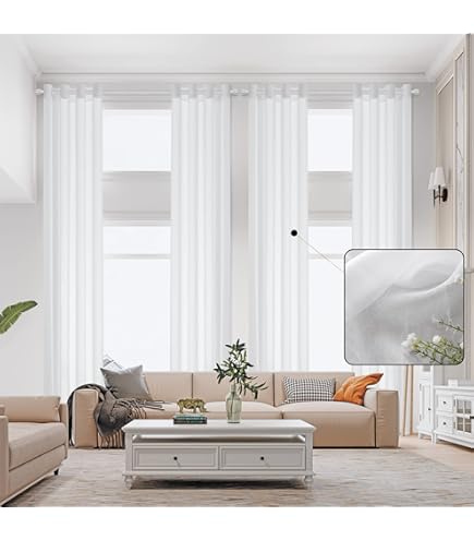 Cortinas Riel Cortinas Blancas Semitransparentes Con Cinta Rizada Y Plomo - Voile, A Medida, Estilo Moderno Panel Cortina Translúcido