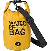 Zwinvle Waterproof Dry Bag – PVC Roll-Top Dry Sack (2L 5L 10L 20L) for Kayaking, Boating, Rafting, Camping & Water Sports – Keeps Gear Safe & Dry (Yellow, 5L)