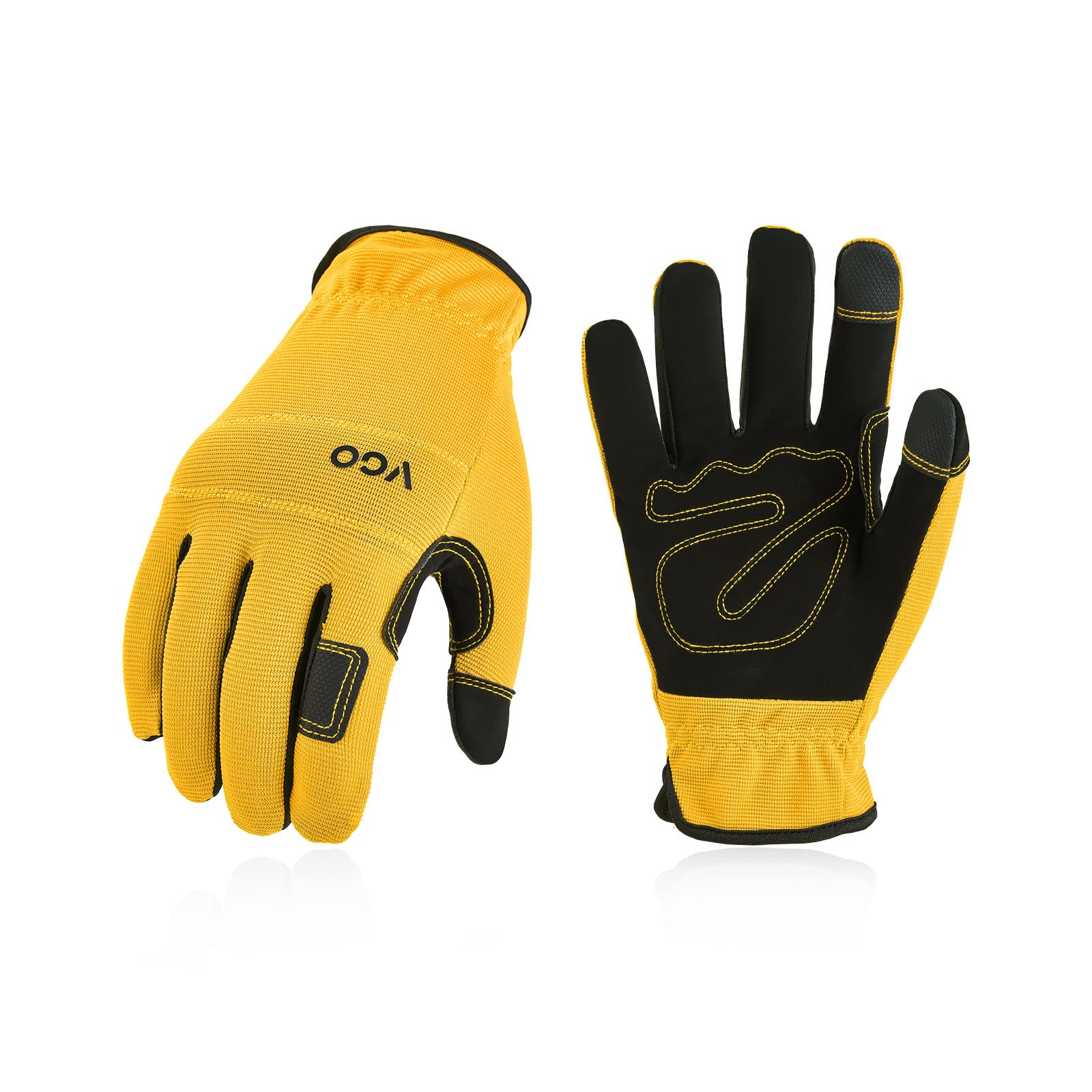Vgo... 1 Pair Multi-Purpose Synthetic Work Gloves, Gardening Construction Builder Driver Gloves (Size M, Yellow, NB7581)