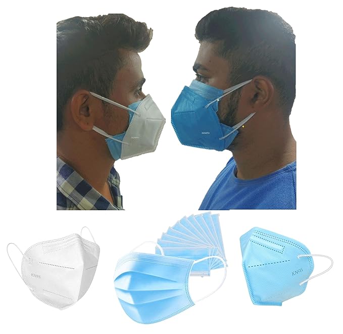 OOMPH Double Mask Combo of 50 Disposable & 2*5 KN95 / N95 Masks