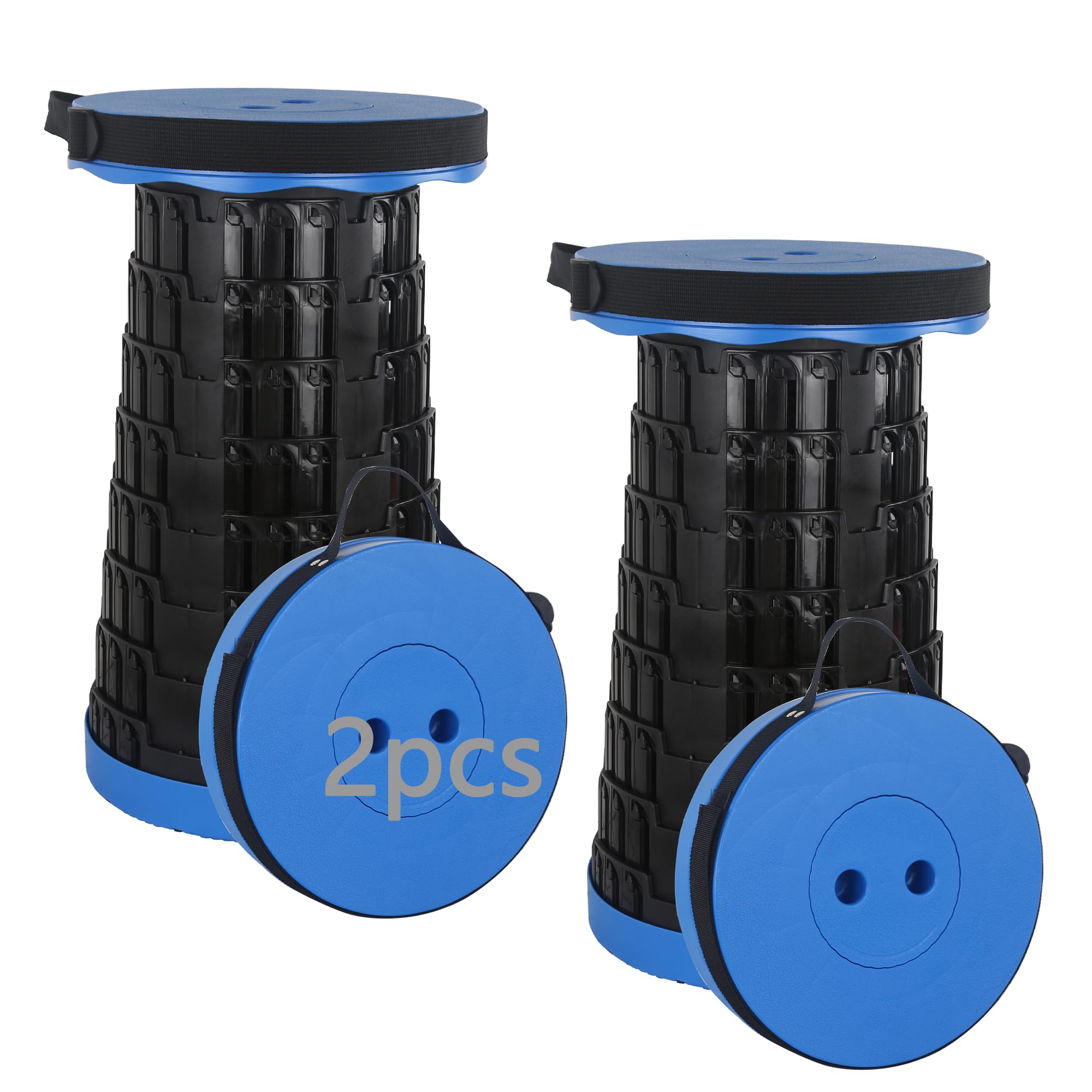 HVDHYY Telescopic Folding Stools for Adults 2pcs Max Load 460lbs/210KG Camping Foldable Stool Seat Portable Collapsible Telescoping Stool for Outdoor BBQ Garden Outdoor Camping Indoor (Blue)