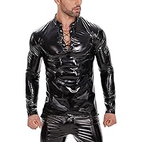 トップス requal LEATHER LIKE CUMMERBAND SHRIT Vxuxlje Women's Shiny Metallic Slim Fit Leather Crop Top