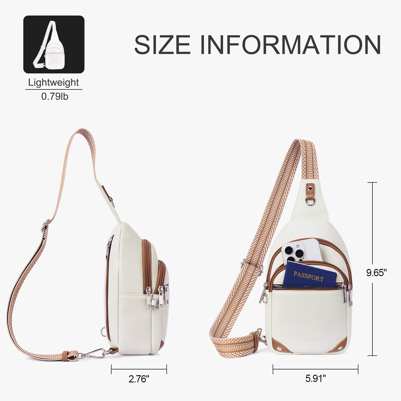 Lexiyat Anti Theft Crossbody Bags for Women Travel Chest Sling Bag Leather RFID Purse Fanny Pack Beige