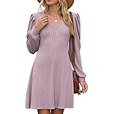 ZAFUL Fall Dresses for Women 2025 Knit V Neck Long Sleeve Sweater Dress A Line Casual Outfits
