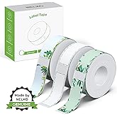 NELKO Genuine P21 Label Maker Tape, Adapted Label Print Paper, 14x40mm (0.55inx1.57in), Standard Laminated Labeling Replacement, Multipurpose of P21, 180 Tapes/Roll, 3-Roll, Plant Theme