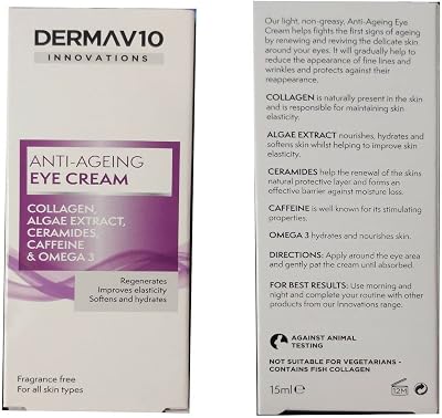 Derma V10 Innovations Anti Ageing Eye Cream 15ml Two Pack