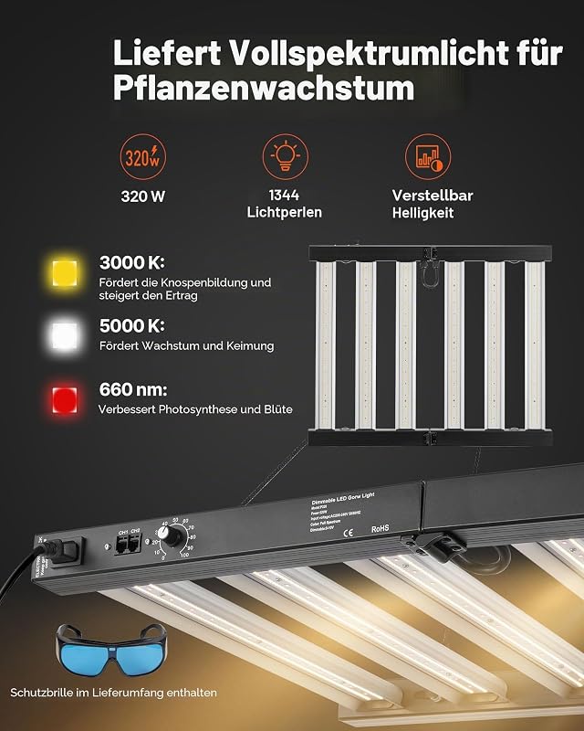 Growzelt-Set, 100x100x200 cm, Gewächshauszelt mit Vollspektrum-LED-Zuchtlicht & Belüftungssystem, Pflanzenzelt 600D hochreflektierendes Mylar, Anzuchtzelte für Blumen und Gemüse
