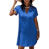 AI'MAGE Women's Beach Swimsuit Coverup V Neck Short Sleeve Cover Up Swimwear Bikini T-Shirt Dress with Pockets