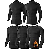5 or 4 Pack Men's Thermal Compression Shirt Fleece Lined Long Sleeve Athletic Base Layer Cold Weather Gear Workout Top