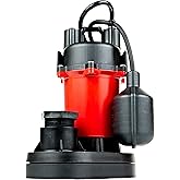 Red Lion RL-SP50T 115-Volt, 1/2 HP, 3523 GPH Aluminum and Thermoplastic Sump Pump with Tethered Switch and 8-Ft. Cord, Red, 1