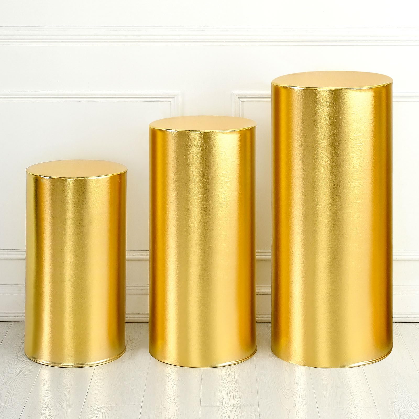 uxcell Set of 3 Gold Cylinder Stand Covers for Metal White Cylinder ...