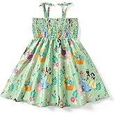 Disney Princess Frozen Elsa Minnie Stitch Toddler Girl Dress Bow Tie Straps Smocked Summer Outfit Birthday Party Clothes 2-9Y