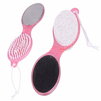 4 In 1 Multi Use Pedicure Paddle Brush - 4 Step Pedicure (Cleanse, Scrub, File And Buff)