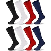 Duufin 8 Pairs Soccer Baseball Softball Football Socks for Youth Boys Girls Kids Unisex Knee High Athletic Socks