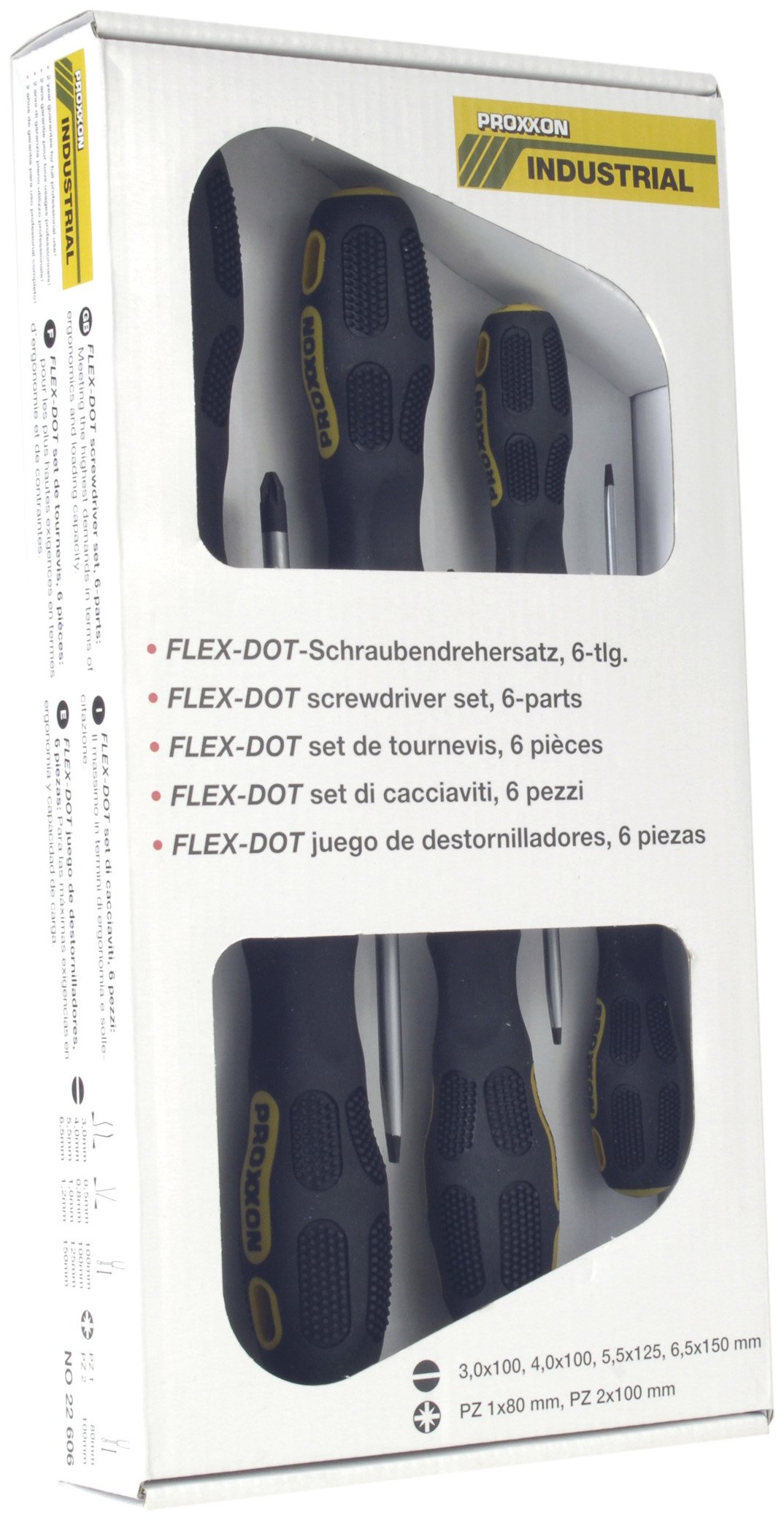 Proxxon 22606 Flex Dot Screwdriver Set 2 x PZ Phillips Head & 4 x Slotted Screwdrivers 6-Piece