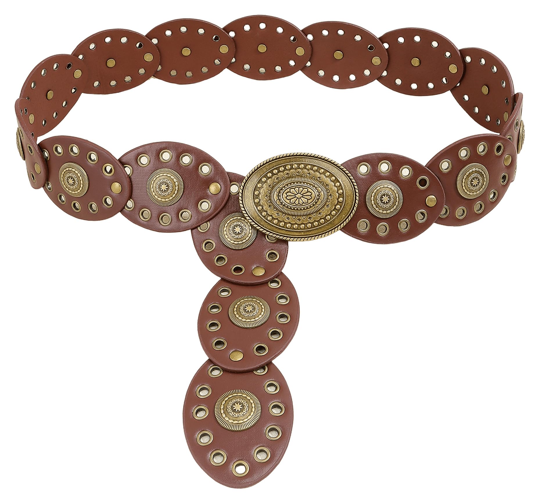 Photo 1 of ***REFRENE PICTURE**BLUE*** Mawjom Western-Wide-Disc-Cowboy-Belt for Women - Vintage Oval Cowgirl-Boho-PU-Leather-Belt for Dress Jeans