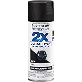 Rust-Oleum Painter's Touch 2X Ultra Cover Spray Paint, Flat Black | Indoor and Outdoor Surfaces (Metal, Wood, Plastic), Fast Dry, Durable, Sprays from Any Angle, Comfort Tip, Oil Based