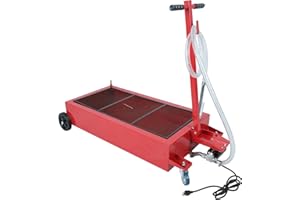 BACLAUGH Low Profile Oil Drain Pan 20 Gallon Portable with 110V DC Centrifugal Electric Pump and 7 FT Hose(Iron Red)