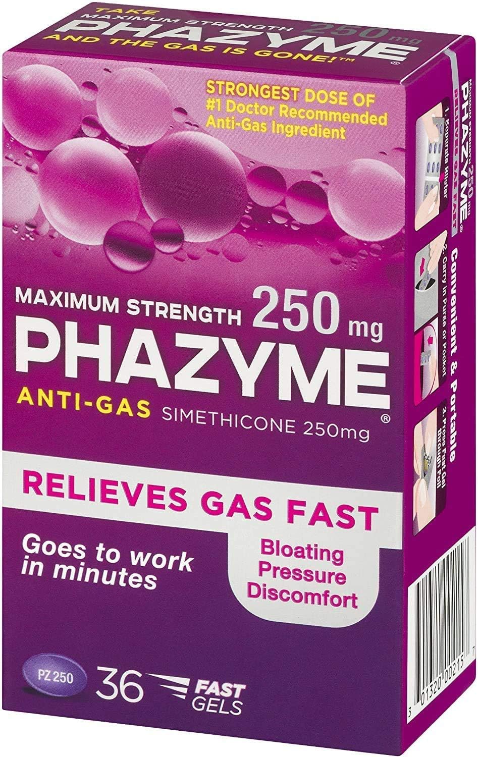 Phazyme Maximum Strength Softgels, 36 ea (Pack of 3): Health & Personal Care