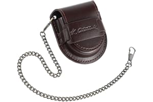 Hemobllo Leather Watch Pouch Pocket Watch Strap Band Watch Holder Protector with Bronze Chain