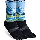 AONIJIE Toe Socks for Men and Women Athletic Hiking Coolmax Socks with toes - Soft Comfortable and Moisture Wicking