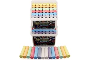 BEROXII Sidewalk Chalk Bulk for Kids Toddlers 98 PCS in 7 Colors, Washable Toxic Free Jumbo Chalk for Outdoor Art Play with Chalkboard Blackboard or Playground, Gift for Birthday Party