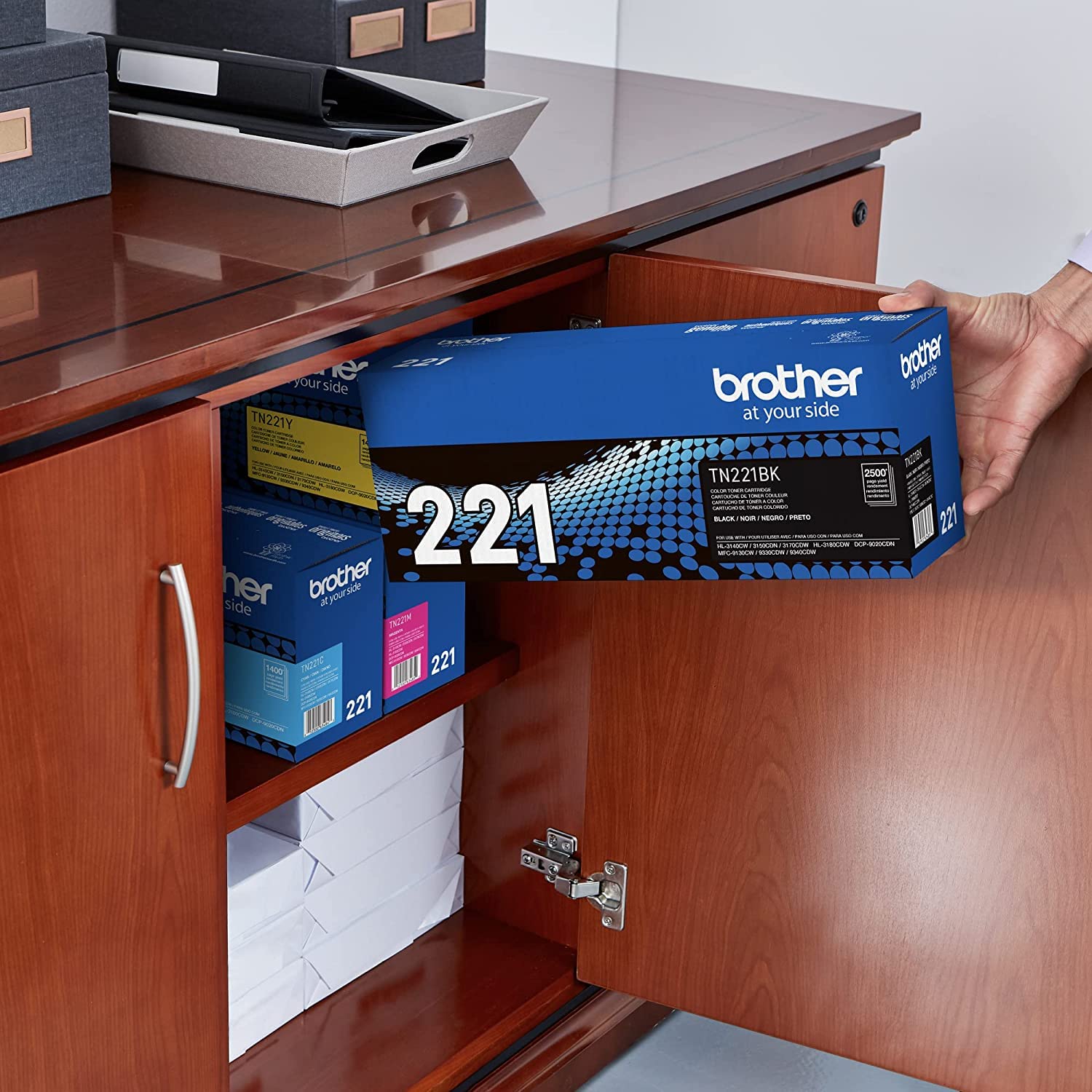 Brother Genuine TN221BK, TN221C, TN221M, TN221Y 4-Color Toner Cartridge Set, Black Cyan Magenta & Yellow, TN221