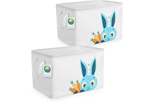 KAZULO 2 Pack Set Blue Bunny Easter Baskets For Kids, Egg Hunt Bag For Boys and Girls, Boys Easter Basket, Kids Easter Basket, Bunny Baskets (Blue Bunny Bundle)